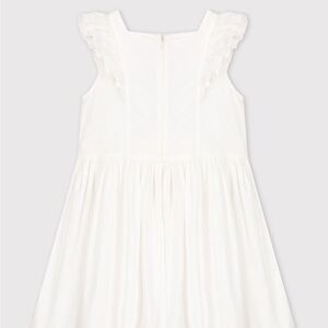 Petit Bateau White Poplin Ruffled Kids Dress